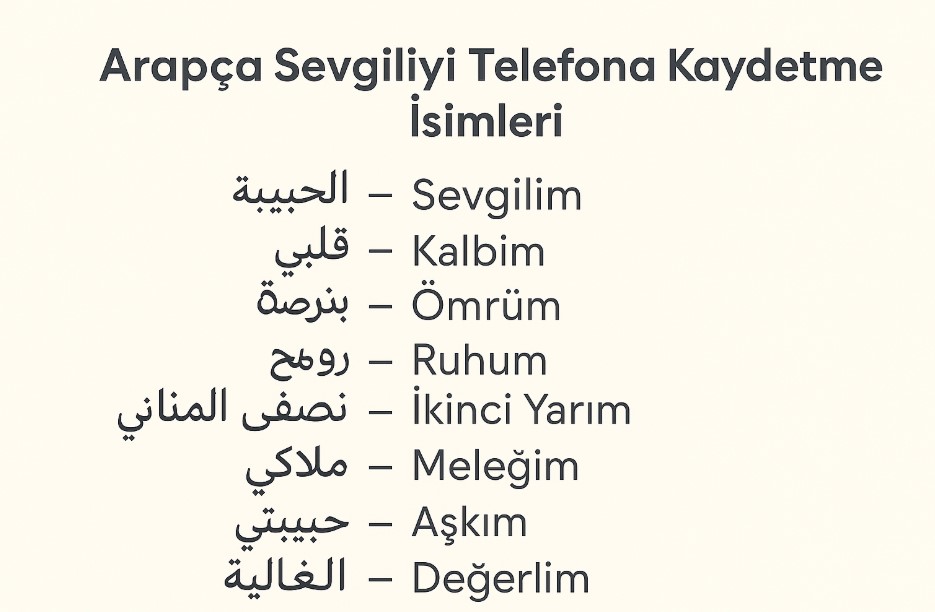 Sevgiliyi Arapça Telefona Kaydetme İsimleri 1 arapça telefona kaydetme isimleri