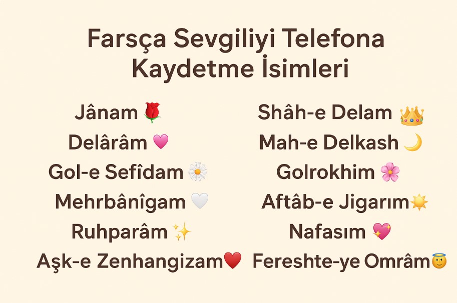 Farsça sevgiliyi telefona kaydetme isimleri 1 farsça sevgiliye hitap isimleri